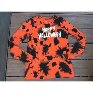 Way To Celebrate Halloween Shirt XL (14-16) Orange Black‎ Tie Dye Long Sleeve